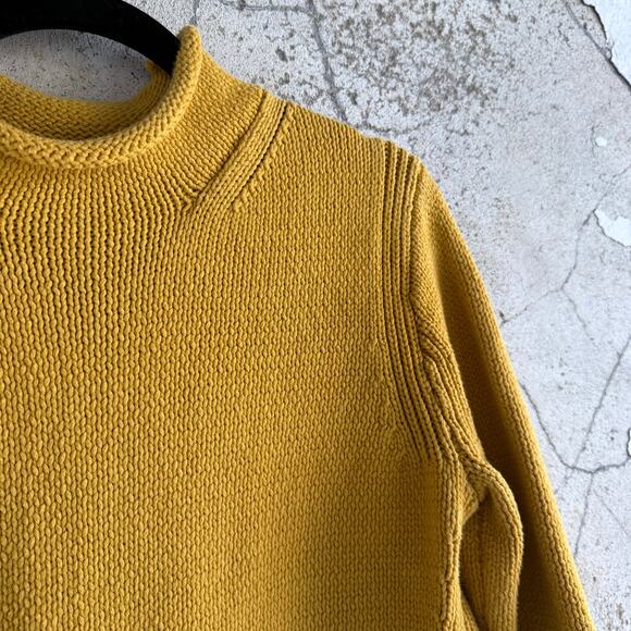 J. Crew Sweater Mustard Mock Turtleneck Chunky Knit Pullover Womens M Preppy - Picture 3 of 8